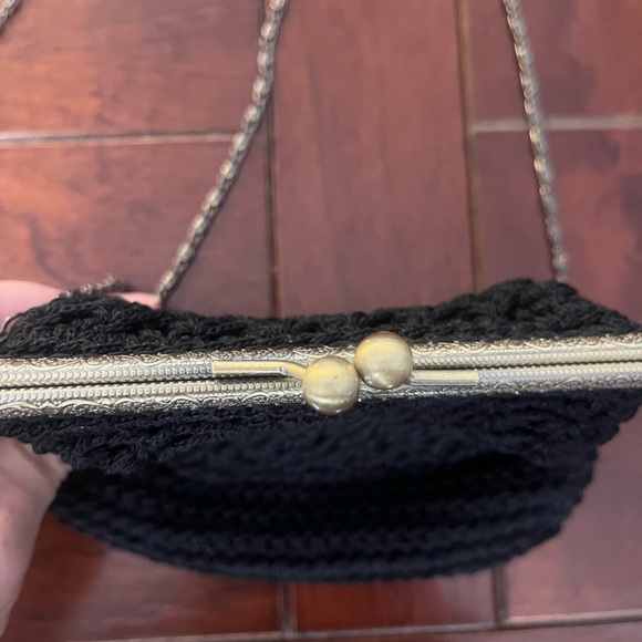Elegant Black Crochet Shoulder Bag - Picture 3 of 7